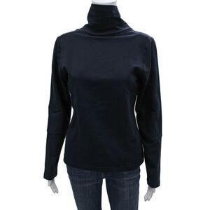 Nix Womens Basic T-Shirt Blue Cotton Blend Turtleneck Long Sleeve Size 38